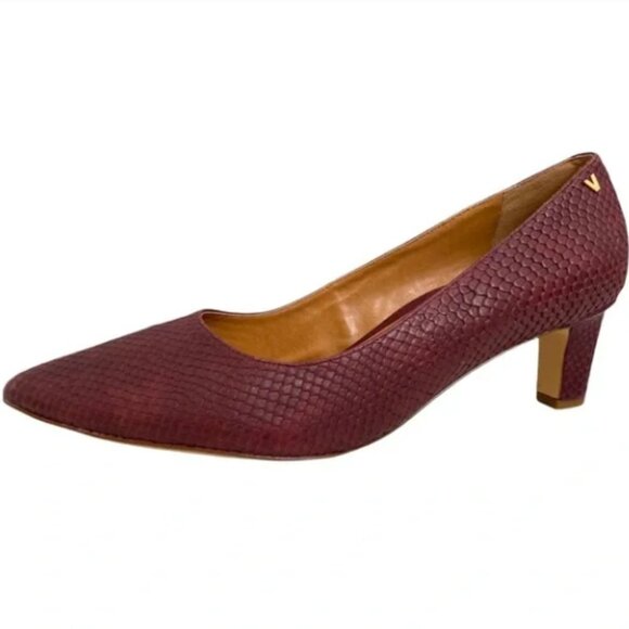 Vionic Madison Mia Snake Embossed Leather Pumps Heels Burgundy Size 9 - Picture 1 of 7